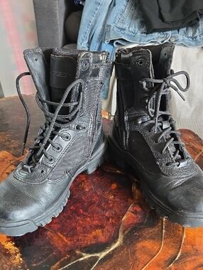 Bates Black Tactical Lace-Up Combat Boots with Side Zip
